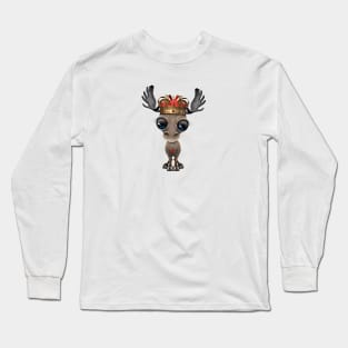 Cute Royal Moose Wearing Crown Long Sleeve T-Shirt